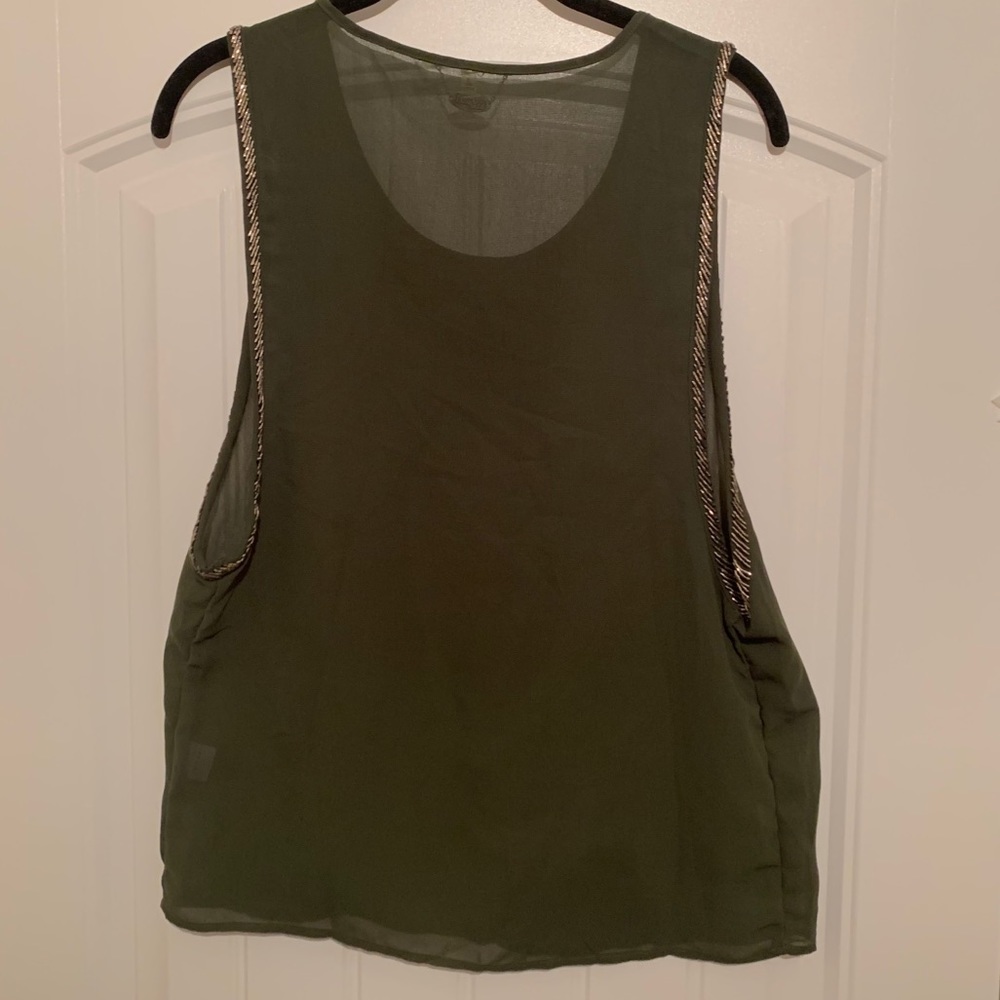👁‍🗨7@$25👁‍🗨Olive Sheer Beaded Top